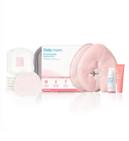 Breastfeeding Survival Kit for Nursing Moms | Reusable Hot+Cold Breast Relief Packs, Hydrogel Nipple Pads, Cracked Nipple Saline Spray, Nipple Balm, Nursing Pads | 13 Piece Gift Set fida mom