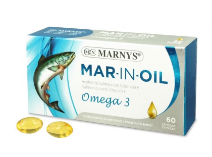 Marnys Marnys Mar-In-Oil Omega 3 Salmon Oil With Vitamin E Fish Oil Supplement Capsules, Pack of 60's - Image 1