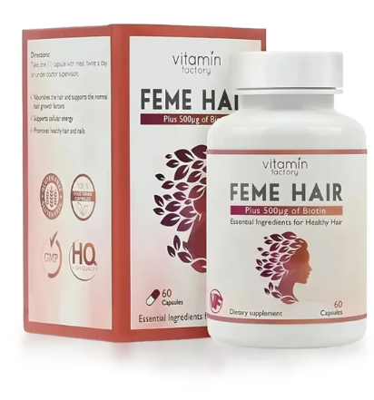 Vitamin Factory Feme Hair Growth Supplement 60 Capsules – Biotin, Zinc & Silica Formula for Stronger Hair - Image 4