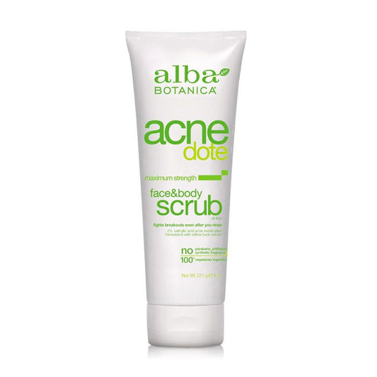 Alba Botanica Acnedote Face Body Scrub 8 Oz Alba