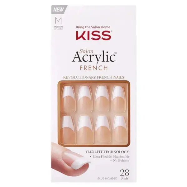 Kiss Salon Acrylic French Nails Medium Coffin KSA16C 29g KISS