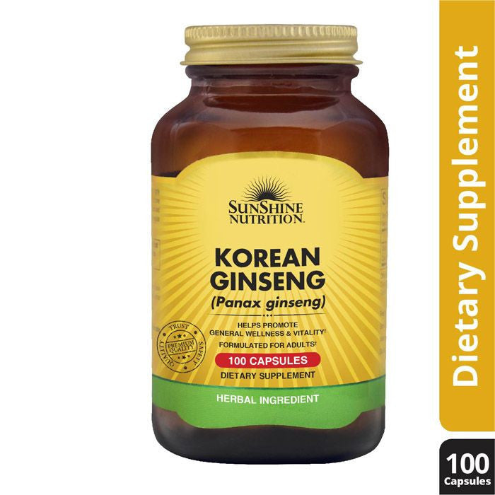 Sunshine Nutrition Korean Ginseng 100 Capsules Sunshine Nutrition
