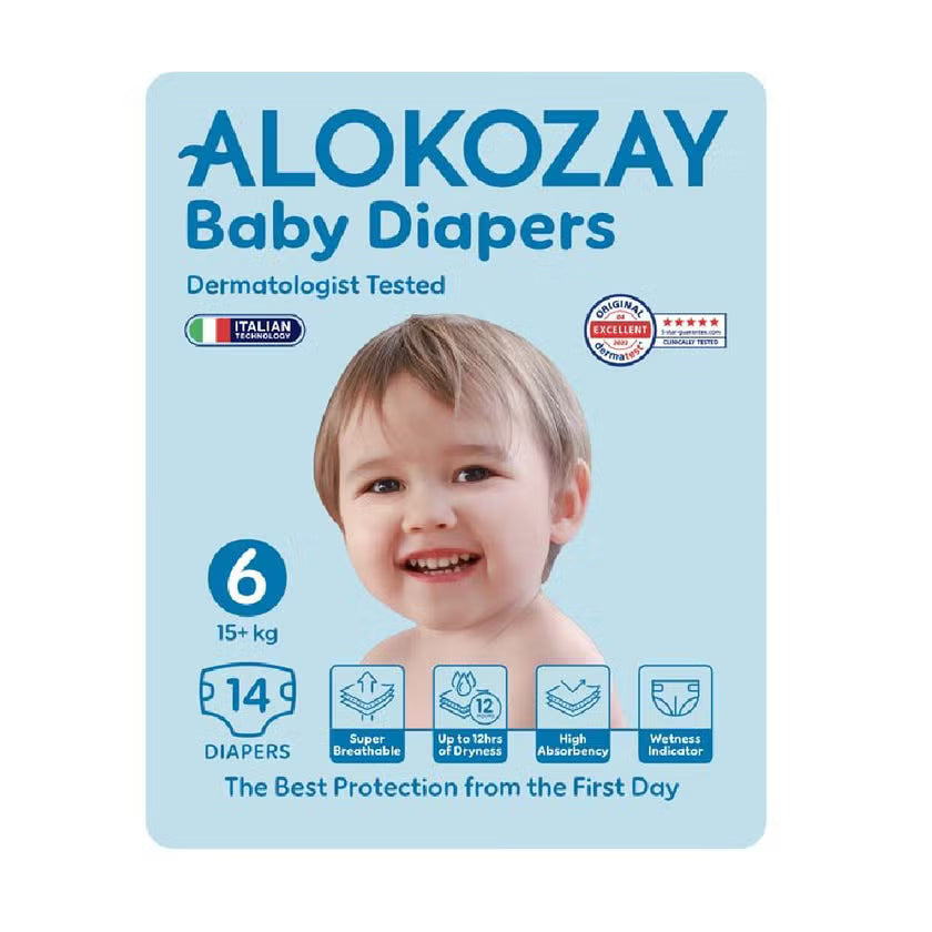 Alokozay Baby Diapers, Size 6, 15+ Kg, Pack of 14's Alokozay
