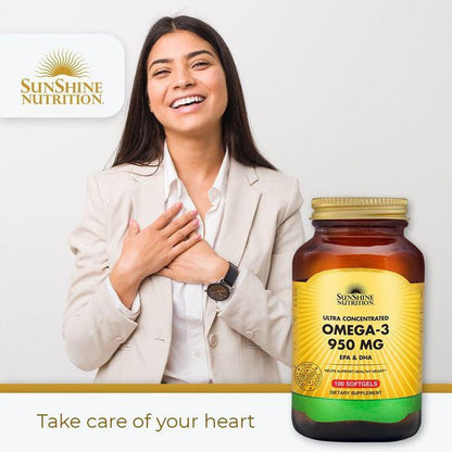 Sunshine Nutrition Ultra Concentrate Omega-3 950mg EPA & DHA 100 Softgels Sunshine Nutrition